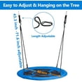 thumbnail image 5 of HYYOP  40 Inch Tree Swing, Outdoor Kids Flying Saucer Swing, 800lbs Weight Capacity Waterproof Textilene Fabric Durable Steel Frame with Adjustable Hanging Ropes for Playground, Backyard, Blue, 5 of 7