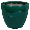 thumbnail image 3 of Sunnydaze Resort 15" x 15" x 11.25" H Round Dark Green Ceramic Solid Plant Pot, 3 of 15