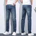 thumbnail image 4 of Business Men Straight Leg Classic Jeans Casual Denim Long Pants Slim Fit Simple Man Trousers Fashion Men's Stretch Jeans, 4 of 6