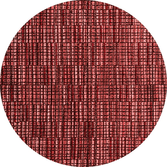 Ahgly Company Machine Washable Indoor Round Abstract Red Modern Area Rugs, 6' Round