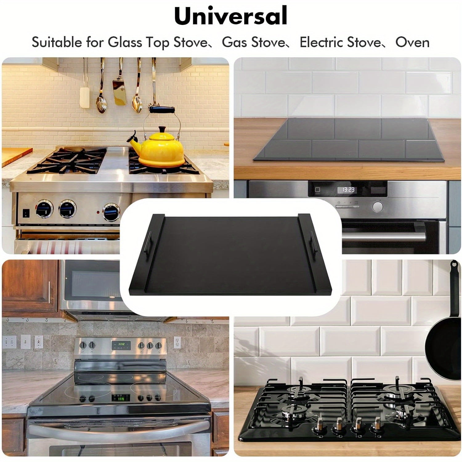 Noodle Board Stove Cover with Handles, Wood Stove Covers for Gas Stove Top, Glass Cooktop Protector, Wooden Stovetop Cover, Versatile Cutting Boards with Groove, Sink Cover, Serving Tray