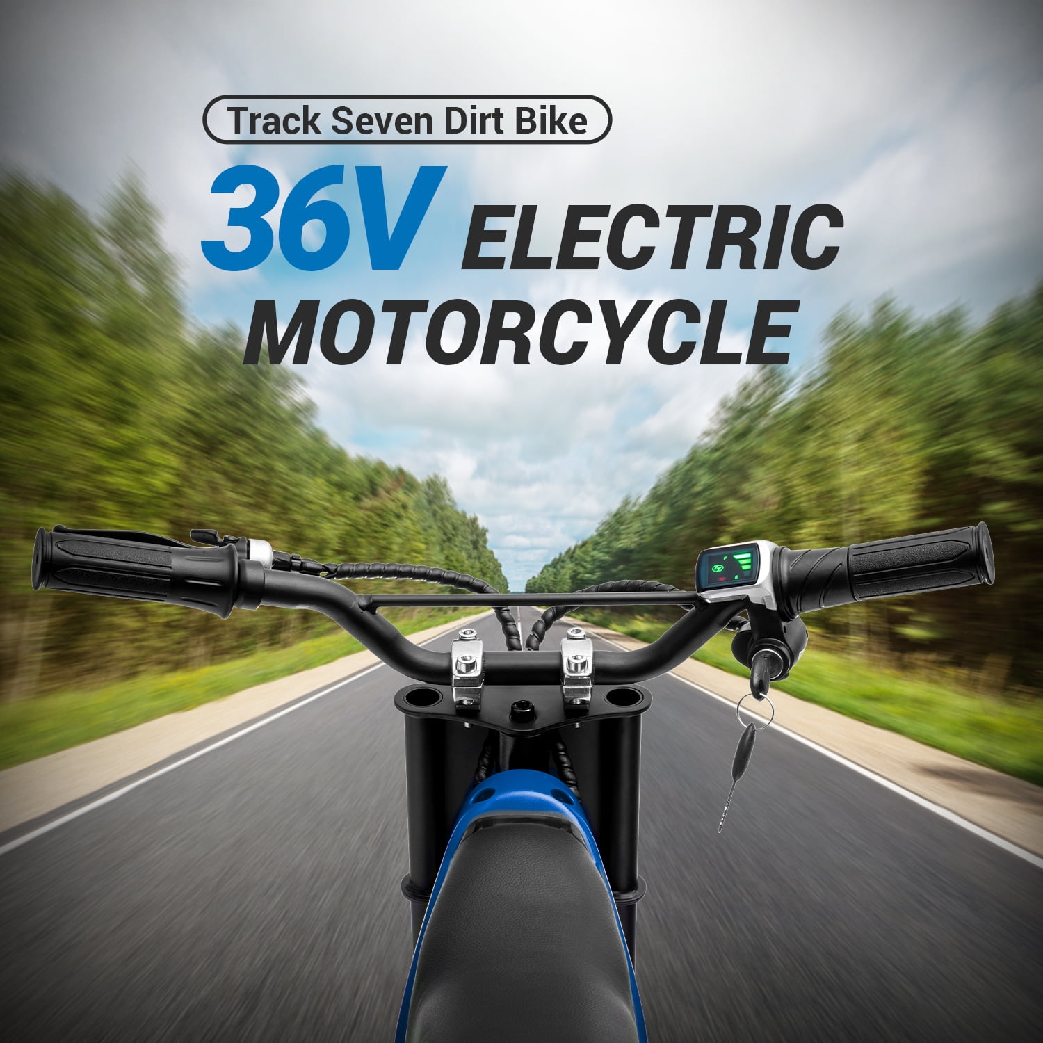 Track 7 36V Electric Dirt Bike, 350W Ride on Motorcycle with Twist Grip Throttle, Hand-Operated Dual Brakes, for Age 8-12, Blue