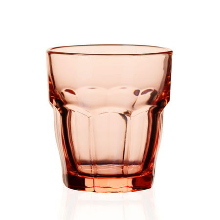 Bormioli Rocco Colored Rocks Glasses - 9.25 oz - Set of 4 - Peach Pink