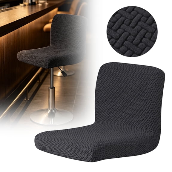 Bar Stool Covers, Stretch Bar Stool Chair Cover SliPCovers, Jacquard Counter Stool Bar Chair Covers for Kitchen Pub Dining Room (Black)