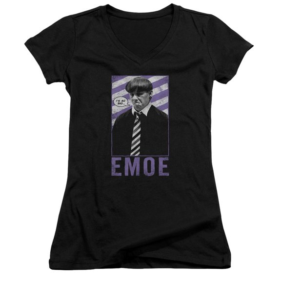 Three Stooges Emoe Junior Women's T-Shirt V-Neck Black