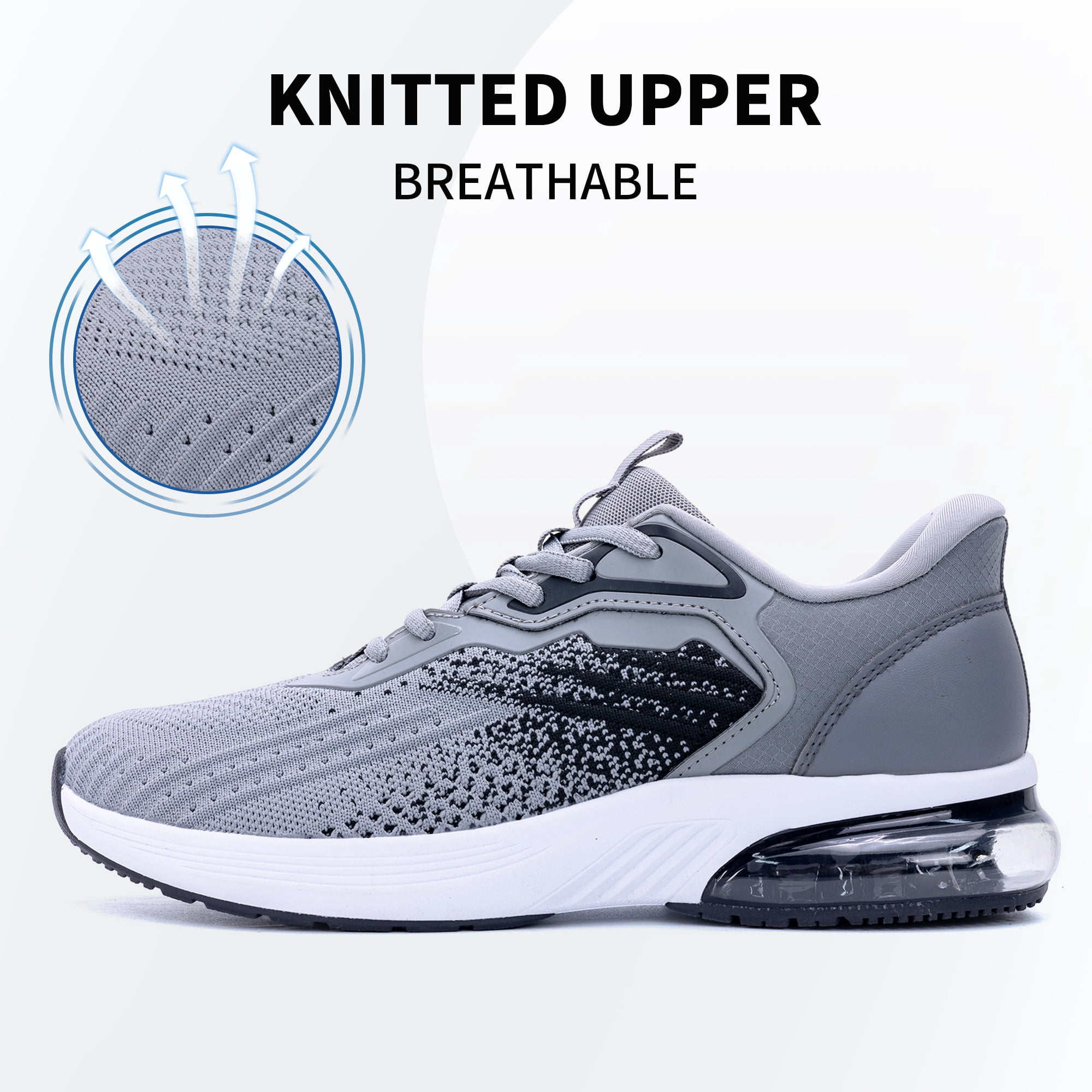 BROYON Men’s Air Walking Shoes，Slip-on Sneakers Comfortable Breathable Training Tennis Gym Workout Jogging Fashion Athletic Running Shoes US 7-13