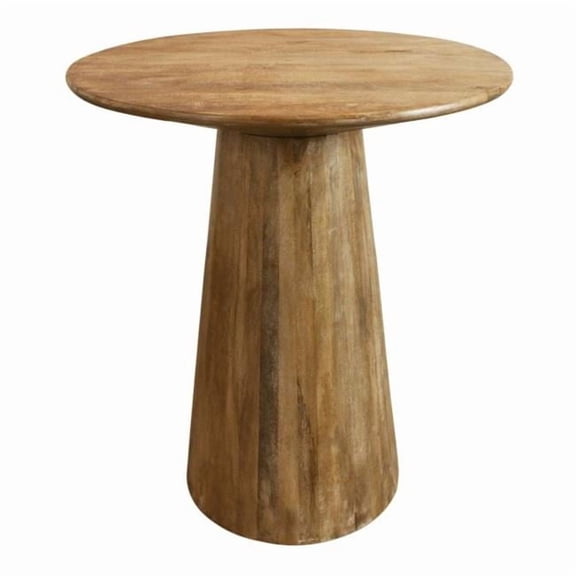 Jaden Round Counter Table in Mid-Century Distressed Natural Finish on Solid Wood