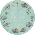 thumbnail image 2 of Addison Rugs Dream Shag Premium Machine Washable Transitional Shell Border Green Round Rug, 8' x 8', 2 of 8