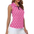 thumbnail image 4 of HUIACONG Sleeveless Golf Tennis Shirt with Pink Polka Dot Pattern, Workout Tank Tops Made with Polyester Fabric for Indoor and Outdoor Activities, 4 of 7