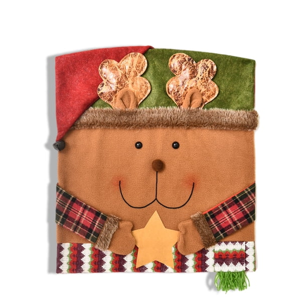 Funda trasera de silla de tela de franela de muñeco de nieve de Papá Noel, fundas de asiento suaves y lisas para el hogar, decoración Kits de decoración para fiestas Animales de dibujos animados Toystoory HA009740-03B