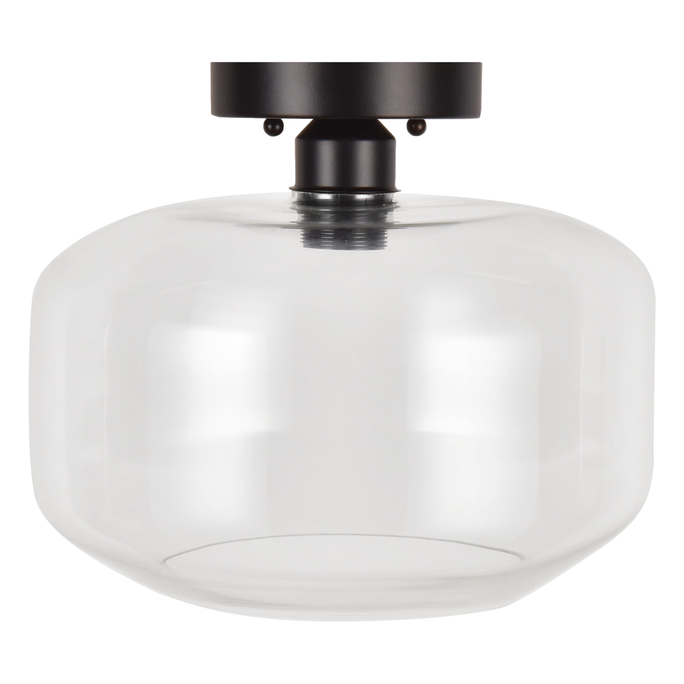 Better Homes & Gardens 12" Architectural Semi Flush Ceiling Light, Black Finish Clear Glass Shade