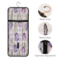 thumbnail image 4 of 3-Piece Travel Toiletry Bag Set, Hanging Wash Bag with Makeup Bag & Brush Case,Waterproof Cosmetic Organizer for Travel, Gym & Home Beautiful Pinkish-purple Tulips, 4 of 10