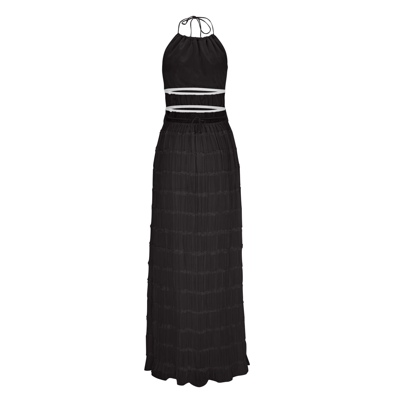Womens Y2k Skirt Set Backless Lace Halter Crop Top and Long Skirt Sets Beach Cocktail Club Dress Fashion Outfit
