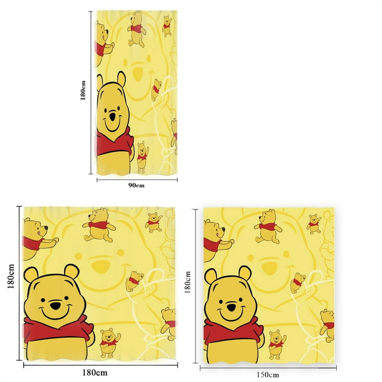 Shower Curtain M-150*180cm Winnie the Pooh Bathroom Decor Winnie the Pooh  Aesthetic Modern Fabric Waterproof Shower Curtain Set with Hook 