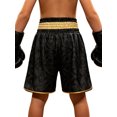 thumbnail image 2 of TiaoBug Kids Muay Thai Boxing Shorts with Gold Dragon Print Elastic Waist Fight Shorts for Training Competition Black 12, 2 of 7