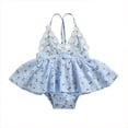 thumbnail image 6 of Qiylii Toddler Girls Romper, Lace Floral V-Neck Backless Jumpsuit Skirt, 6 of 6