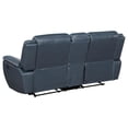 thumbnail image 4 of Benjara Eleni Manual Recliner Loveseat- Cup Holders- Blue Faux Leather- 79 Inch, 4 of 6
