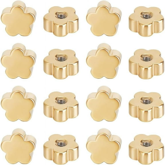 1 Box 50Pcs Stainless Steel Screw Backs (Hole: 0.8mm/20 Gauge) 18K Gold Plated Flower Earring Backs Replacement Metal Silver Ear Nuts for Jewelry Earring Making Supplies