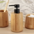 thumbnail image 6 of Natural Bamboo Liquid Soap Dispenser with Matte Black Pump - Refillable Wooden hand wash dispenser, 10 fl oz - Perfect Bathroom & Kitchen Accessory for Daily Use, 6 of 8