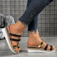 thumbnail image 4 of Espadrilles for Women Trendy Color Block Open Toe Slides Casual Wedge Sandals Platform Slip on Summer Dress Shoes Black Size 9, 4 of 7