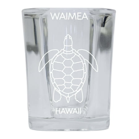 

Waimea Hawaii Souvenir 2 Ounce Square Shot Glass laser etched Turtle Design