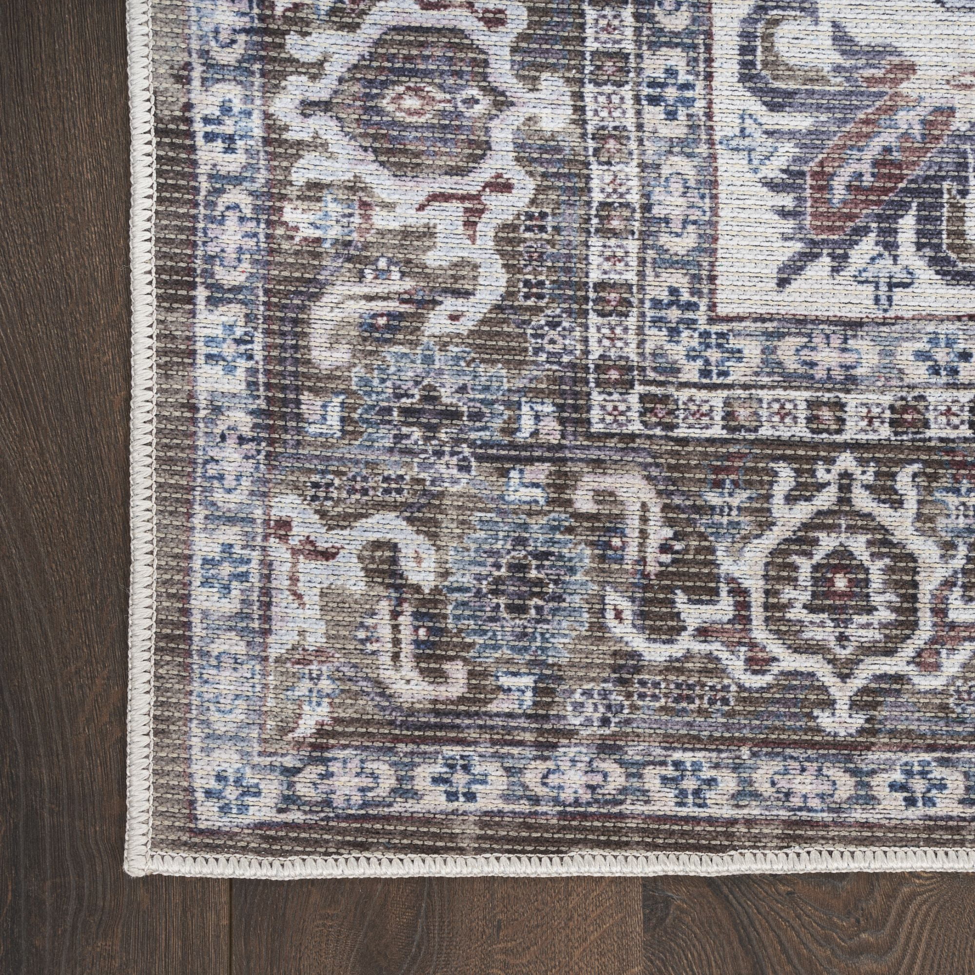 Nourison New Concept Washables 5'3" x 7'3" Olive Ivory Vintage Indoor Non-Slip Flatweave Rug