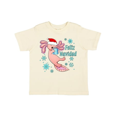 

Inktastic Feliz Navidad Cute Axolotl in Santa Hat with Snowflakes Gift Toddler Boy or Toddler Girl T-Shirt