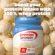 Premier Protein 100% Whey Protein Powder, Vanilla Milkshake, 30g Protein, 23.3 oz, 1.7 lb