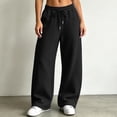 thumbnail image 2 of VBVC Women's Fall Seam Front Baggy Sweatpants , Drawstring Wide Leg Jogger Pants For Women , Ladies' Y2K Stretchy Trousers with Pockets , Black , S-2XL, 2 of 10