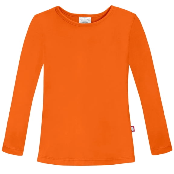 Made in USA Girls Soft Cotton Jersey Long Sleeve Tee | Orange