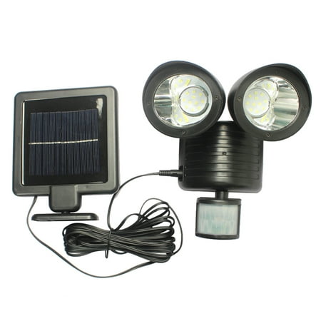 Dual Head Solar Motion Sensor Light, 22 LED Solar Powered PIR Motion Sensor Security Light Outdoor Garden Lamp
