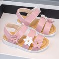 thumbnail image 5 of kpoplk Girls Sandals Cute Open Toe Summer Flat Sandals Dress Shoes Lightweight Beach Holiday(Pink,10), 5 of 9