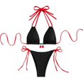 thumbnail image 1 of Traje de baño de dos piezas para mujer, conjunto de Bikini Sexy con cuello Halter, traje de baño de corte alto para vacaciones tropicales, ropa de playa, 1 of 5
