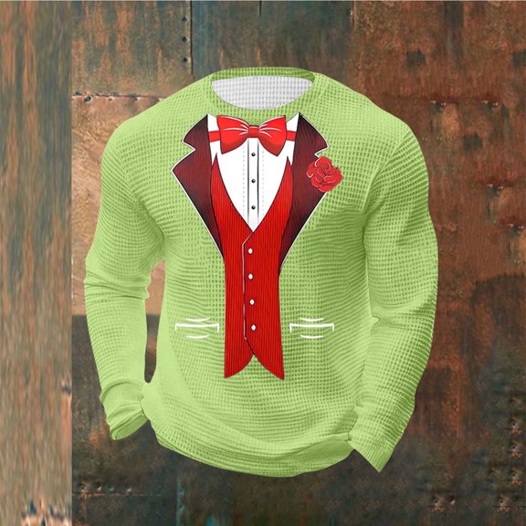 BEFOKA Long Sleeve T Shirt Men Crew Neck Waffle Sweatshirt For Mens Love Heart Printed Valentine'S Day Fitness Shirts For Men Gym Fall Tops 2026 Fall Blouses Graphic Tops & T-Shirts Print T Shirt