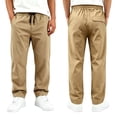 thumbnail image 2 of CONZONE Little Boys School Uniform Pants Straight Leg Flat Front Baggy Pants for Boys Drawstring Fall Trousers with Pockets, 2 of 7