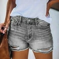 thumbnail image 2 of Labakihah jean shorts womens Women Summer Pants Jeans High Waist Slim Hole Shorts pants Grey, 2 of 5