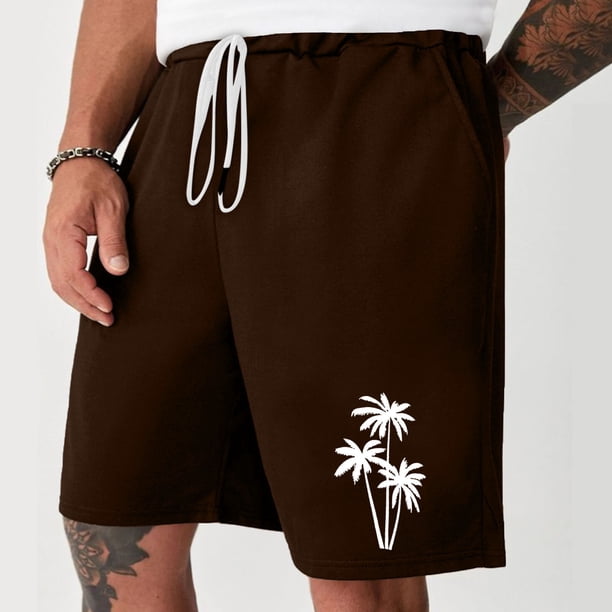 Puntoco Pantalones Cortos De Corte Clásico Para Hombre,Pantalones Cortos Deportivos Con Cordones Para Hombre, Elásticos, Informales, Con Bolsillo, Para Fitness, Para El Hogar, Marrón, Xl