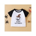 thumbnail image 4 of Wassery Halloween Baby Boy Clothes 6M 12M 24M 3T 4T 5T Toddler Kids Outfits Long Sleeve Letter Pumpkin Print T-Shirt Top Plaid Flare Pants Casual Fall Outfit 0-18M, 4 of 9