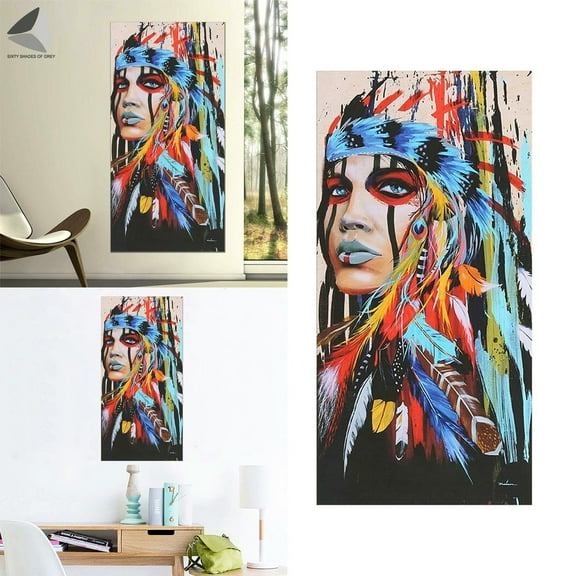 PULLIMORE Abstract Native Girl Canvas Painting Wall Hanging Art Home Decoration for Office Bedroom Living Room (Small)