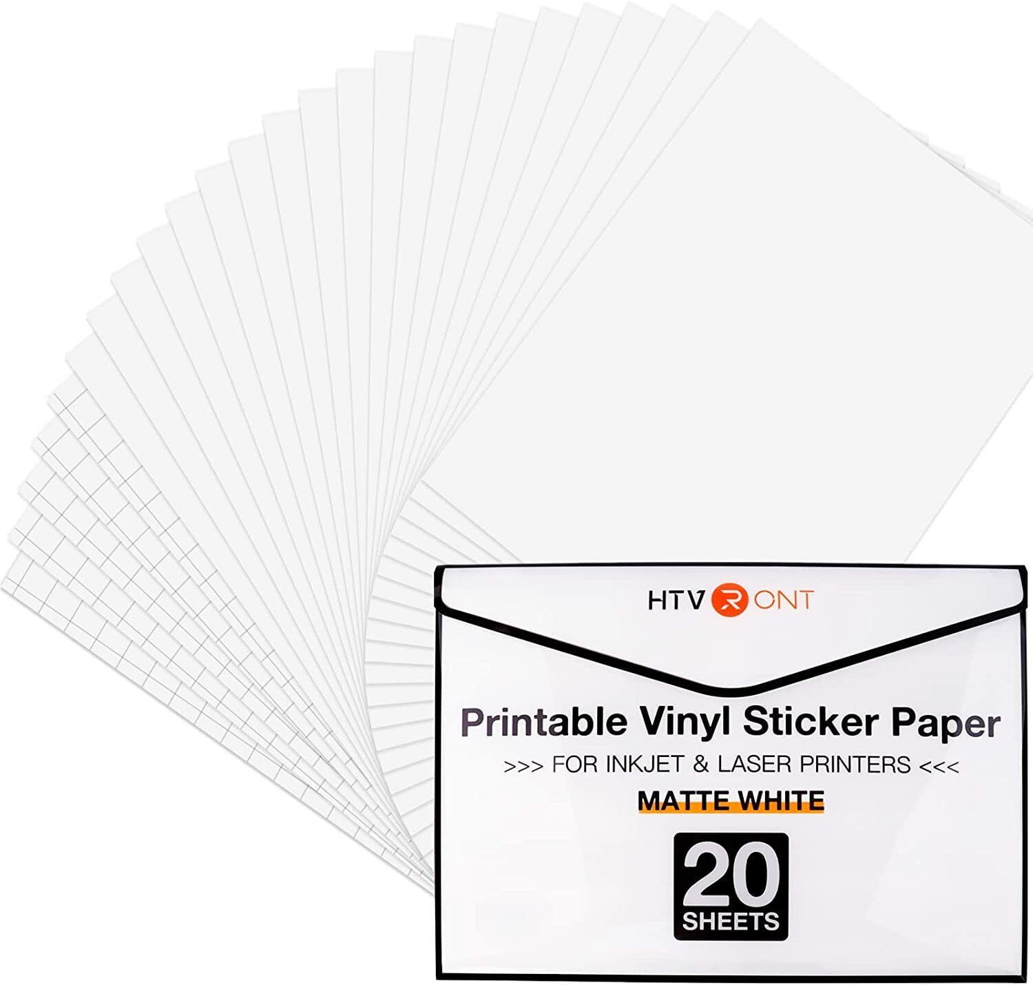  Premium Printable Vinyl Sticker Paper for Your Inkjet and Laser  Printer – 25 Matte White Waterproof Decal Paper Sheets - Dries Quickly and  Holds Ink Beautifully - Accessories Set for Cricut : Office Products