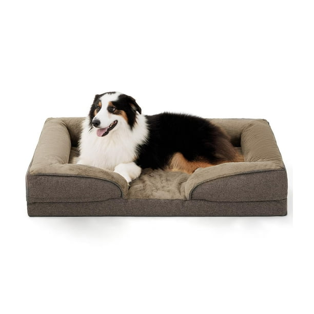 Made4Pet Cama Para Perros Sofá Ortopédico Para Perros Grandes Cojines De Espuma De Apoyo Para Mascotas Cama Con Funda Lavable Extraíble Caja De Huevos Forro Impermeable De Espuma Fondo Marrón 42 * 32