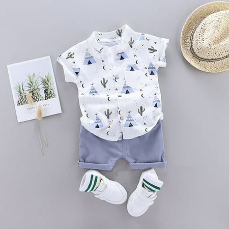 

RPVATI Infant Baby Toddler Child Children Kids Clothes Short Sleeve Shirts Shorts 2 Pieces Summer Clothes