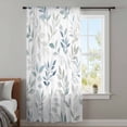 thumbnail image 4 of Blue Teal Botanical Sheer Curtains 45 Inches Long, Watercolor Spring Summer Leaves Light Filering Curtains, Breathable Simi Curtain Privacy Drapes for Kitchen Bathroom Small Window Treatment, 4 of 9