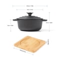 thumbnail image 2 of HAWOK Cast Iron Mini Round Cocotte Set, Mini Dutch Ovens with Lids and Bamboo Trays, 667ml/22.57oz/2.82cups, Set of 2, Black, 2 of 5
