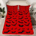 thumbnail image 2 of Manfei Boys Spooky Halloween Queen Sheet Sets,Flying Animal Bats Flat Sheet,Red Black Queen Fitted Sheet For Teens,Ultra Soft Home Decor,4-Piece, 2 of 7