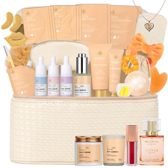 Kit Facial RA ROSA ACCA Naranja 33 Piezas con Mascarilla de Gel de Colágeno