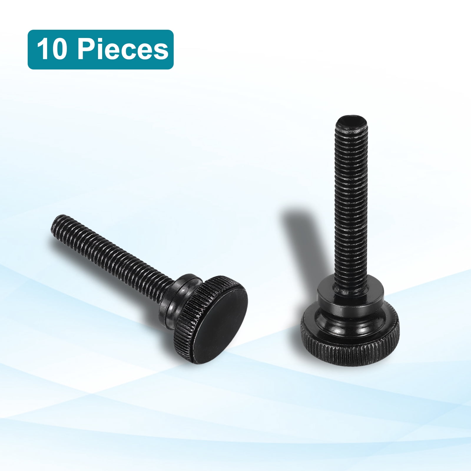 Uxcell M8x40mm Knurled Thumb Screws, Black Steel Flat Head Thumb Screws Zinc Plated Metric Knurled Head Bolts with Shoulder Grip Knobs Hand Tighten Thread Fasteners, 10 Pcs