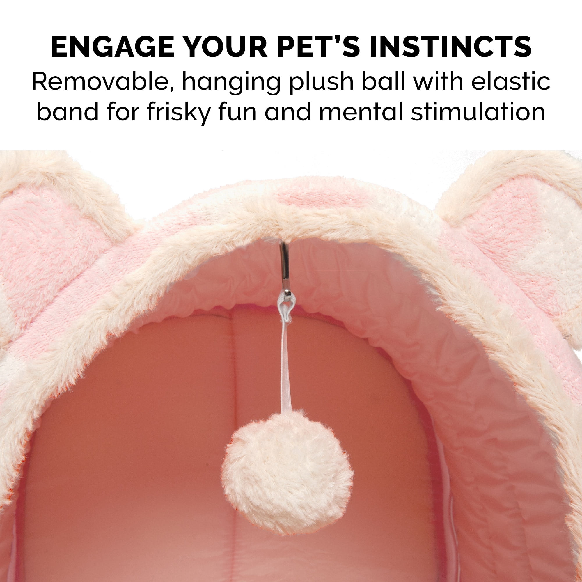 FurHaven Fleece Snuggle Hideout Pet Bed For Small Dogs and Cats - Pink Stars