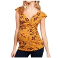 thumbnail image 2 of EGNMCR Blouse à Rayures Imprimée à Col en V à Manches Courtes pour Femmes Enceintes, Blouse pour Femmes Enceintes, 2 of 9