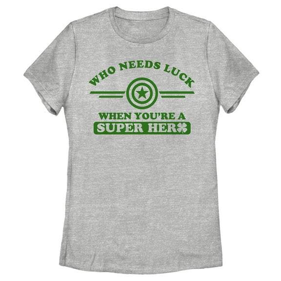 Women's Marvel St. Patrick's Day Captain America No Luck Needed Graphic T-Shirt
